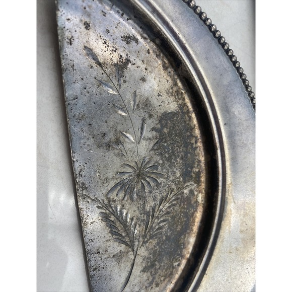 Antique Van Bergh Crumb Catcher Trays Art Nouveau Engraved  Antique The Van Bergh Co Plate Crumb Catcher  Art Nouveau Engraved Silverplate